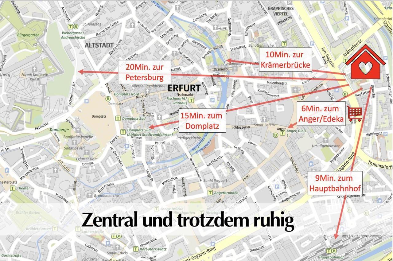 Helle 72Qm Maisonette Wohnung Im Herzen Erfurts Mit Kingsize Bett, Smart-Tv, Etc Eksteriør billede